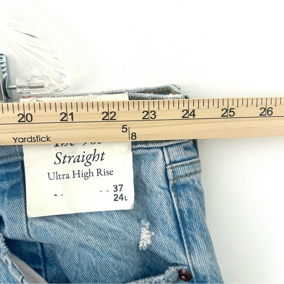 Abercrombie Curve Denim Jean High 90s Straight Slit Split Hem NEW Size 37-24L - Picture 12 of 15